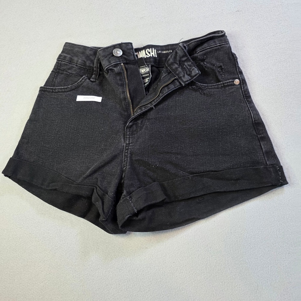 Rewash Brand Black Denim Distressed Cuffed Jean Shorts Womens Size 9/29